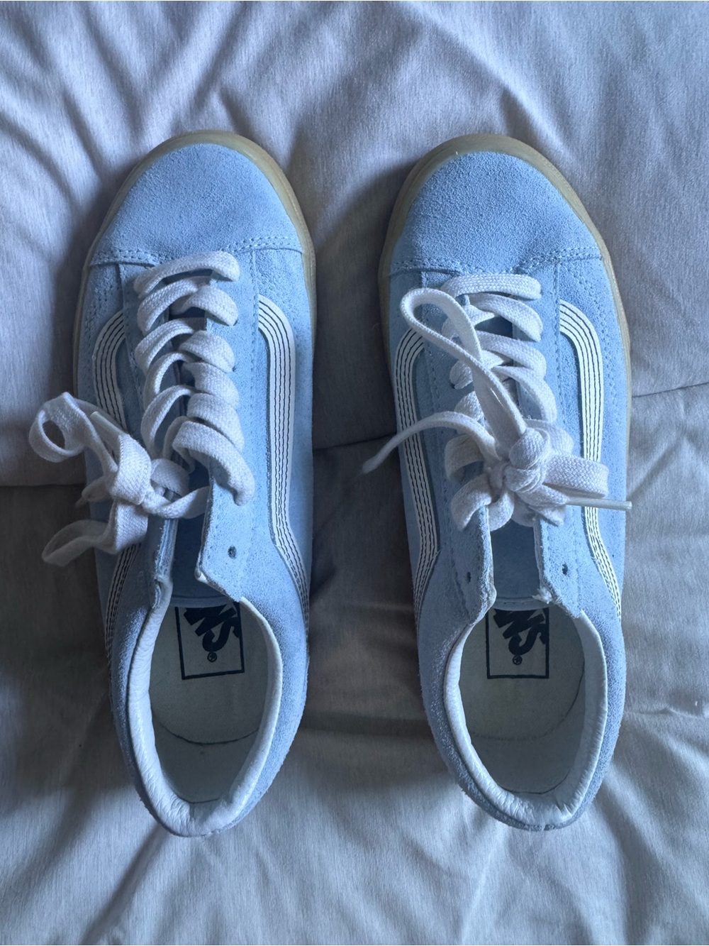 Vans Light Blue Suede Low-Top Sneakers with White Stripe